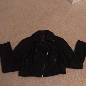 Black lace crop jacket.